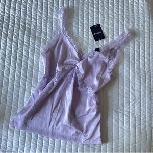 Purple lace satin top